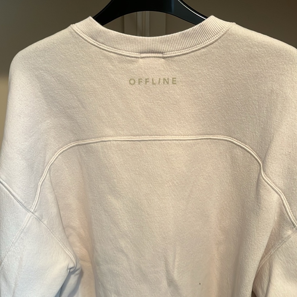 Aerie Off-line Super Soft Cream Crew Neck Pullover Sweatshirt - Picture 6 of 6